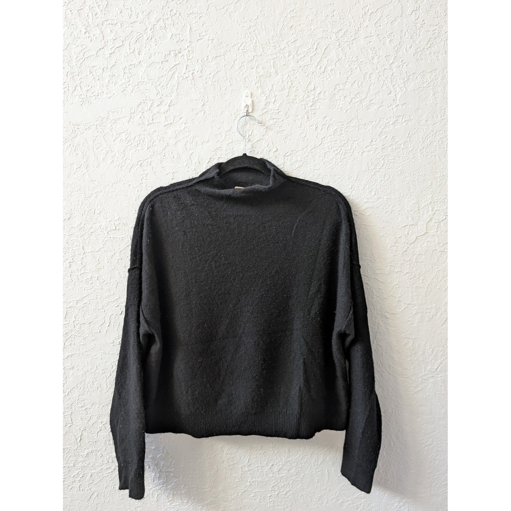Pilcro Cashmere Sweater Womens XS 100% Cashmere Black Mock Neck Relaxed Chic